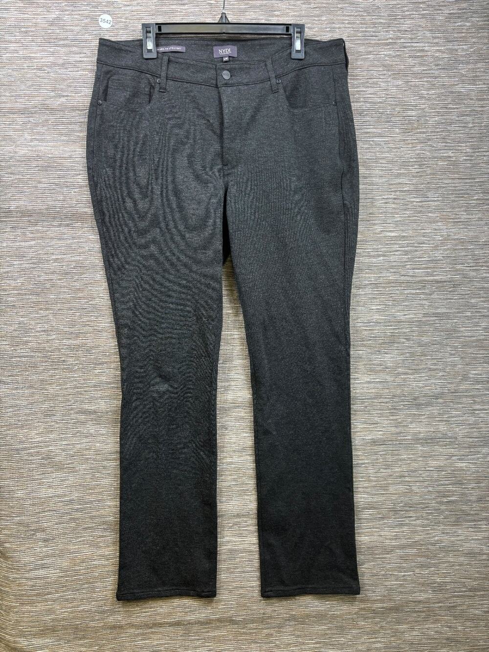 NYDJ Marilyn Straight Pants Womens Size 14W Gray Stretch Office Ponte High-Rise